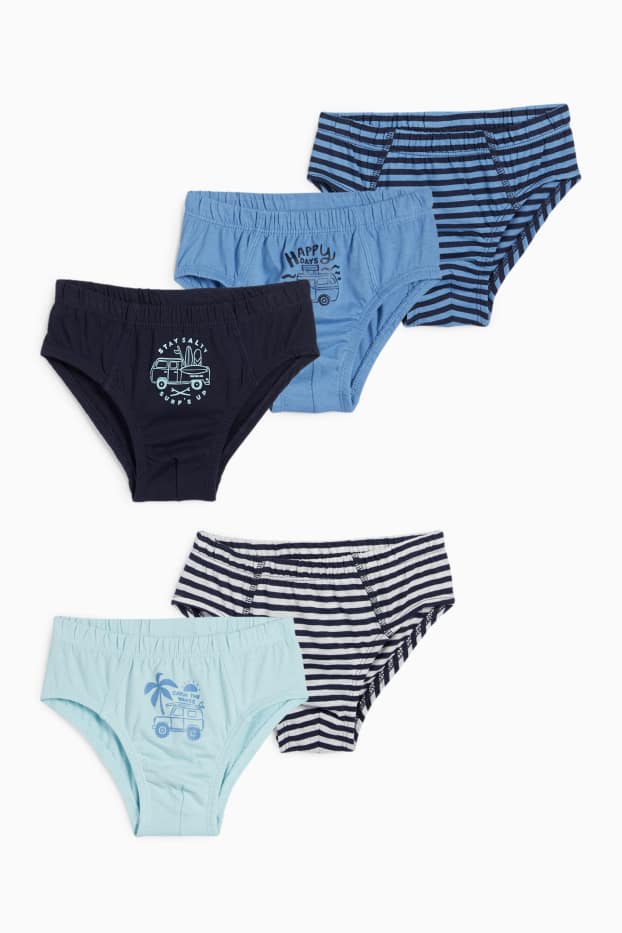 Enfants garçons - Lot de 5 - autos et surf - slips - bleu