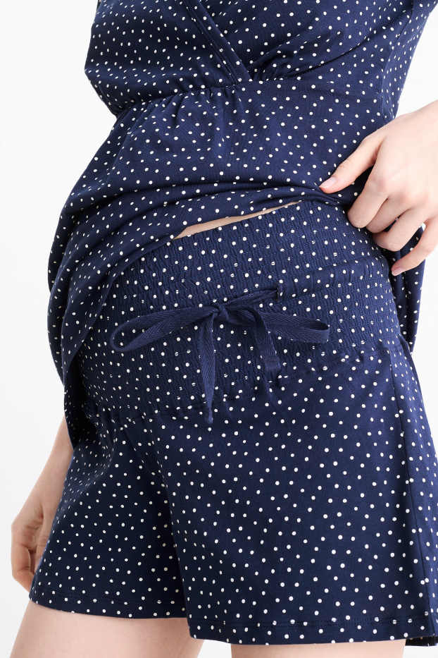 Damen - Still-Shorty-Pyjama - gepunktet - dunkelblau