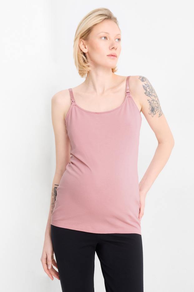 Dames - Set van 2 - voedingstop - zwart / roze