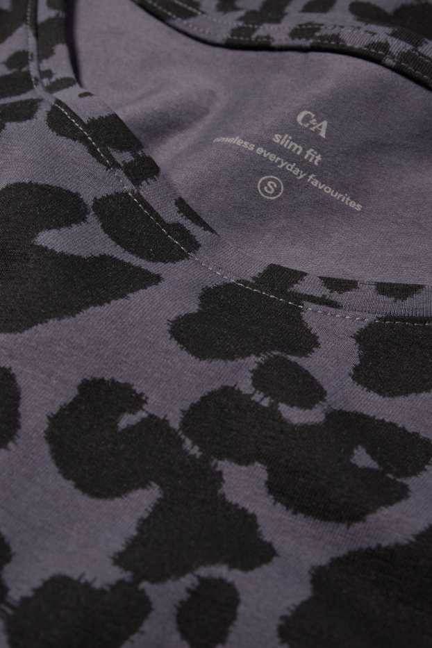 Donna - T-shirt - stampa leopardata - nero