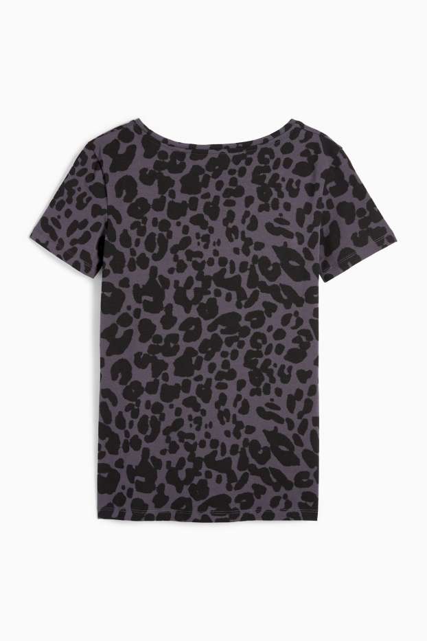 Donna - T-shirt - stampa leopardata - nero