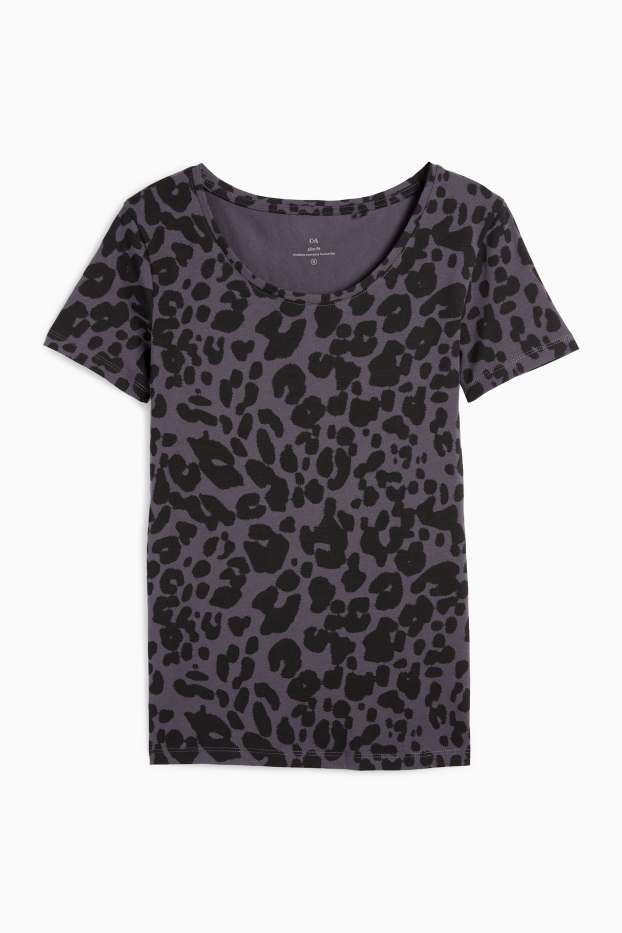 Donna - T-shirt - stampa leopardata - nero
