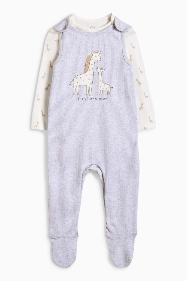 Unisex - Motiv žiraf - souprava dětského overalu - 2dílná - šedá