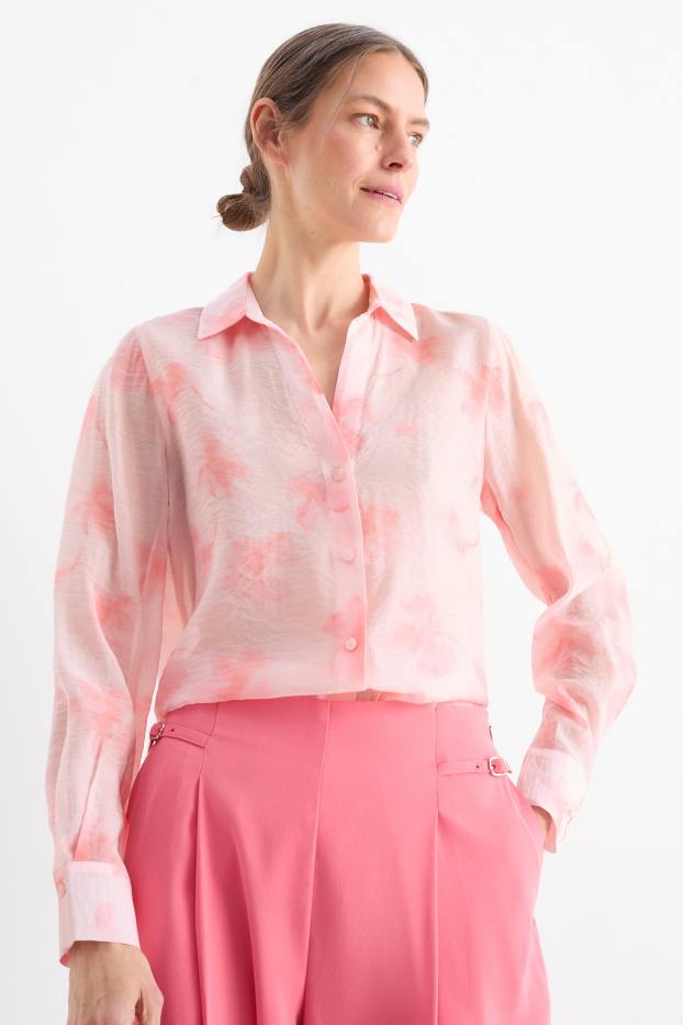 Women - Blouse - patterned - rose