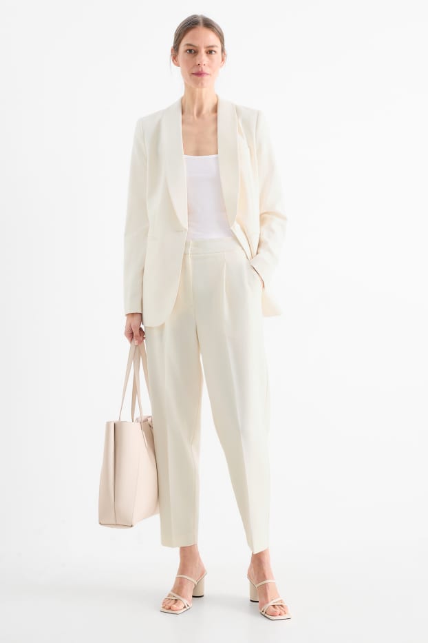 Femei - Pantaloni de stofă - talie înaltă - cigarette fit - alb-crem