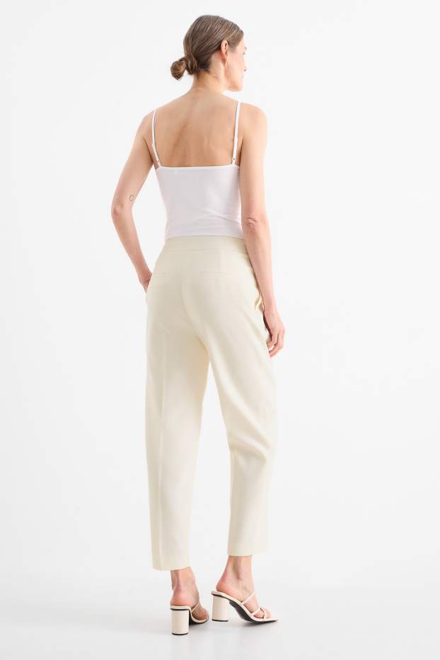 Femei - Pantaloni de stofă - talie înaltă - cigarette fit - alb-crem