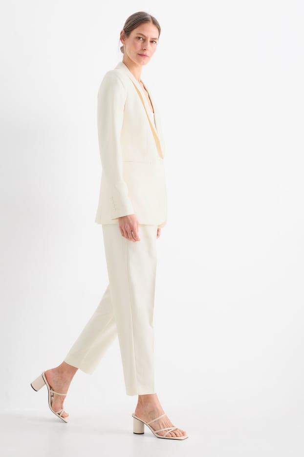 Femei - Pantaloni de stofă - talie înaltă - cigarette fit - alb-crem