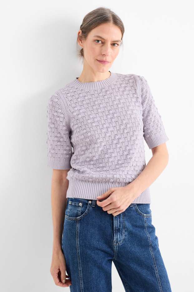 Damen - Pullover - strukturiert - hellviolett