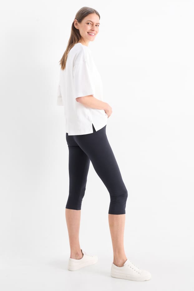 Damen - Multipack 2er - Basic-Capri-Leggings - blau / schwarz