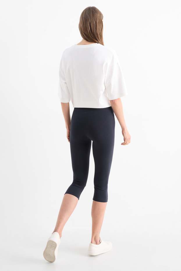 Damen - Multipack 2er - Basic-Capri-Leggings - blau / schwarz