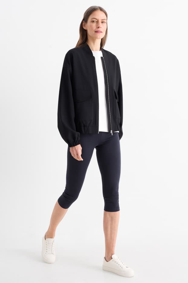 Damen - Multipack 2er - Basic-Capri-Leggings - blau / schwarz