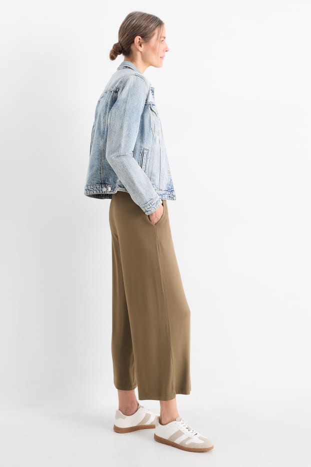 Femei - Pantaloni din jerseu - talie medie - straight fit - kaki