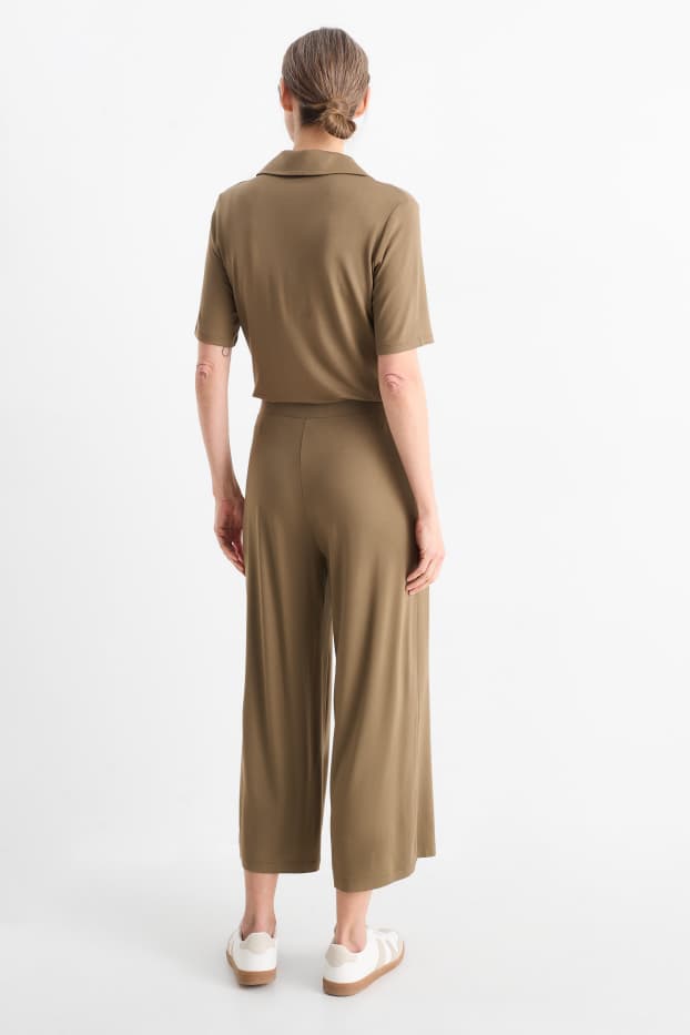 Femei - Pantaloni din jerseu - talie medie - straight fit - kaki