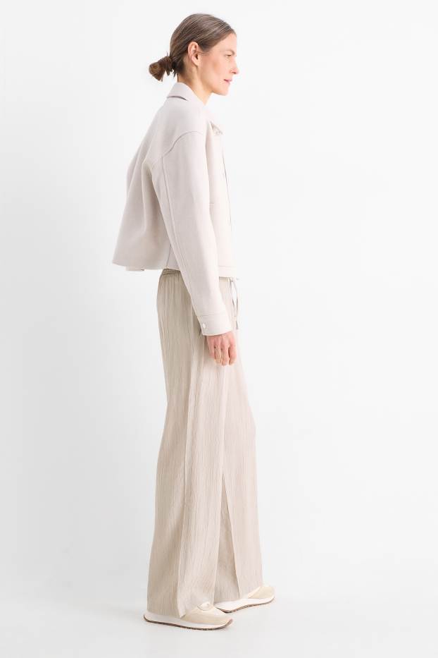 Damen - Stoffhose - Mid Waist - Wide Leg - grau