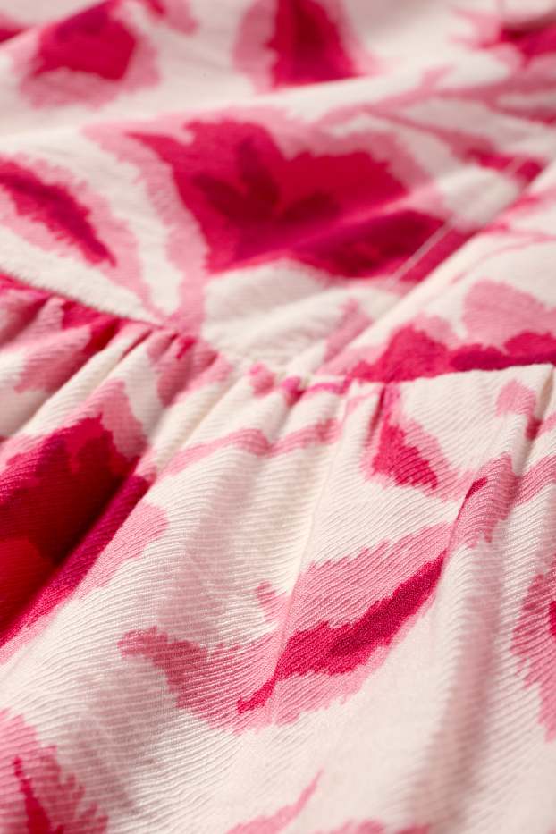 Dames - Fit & flare-jurk - gebloemd - fuchsiarood