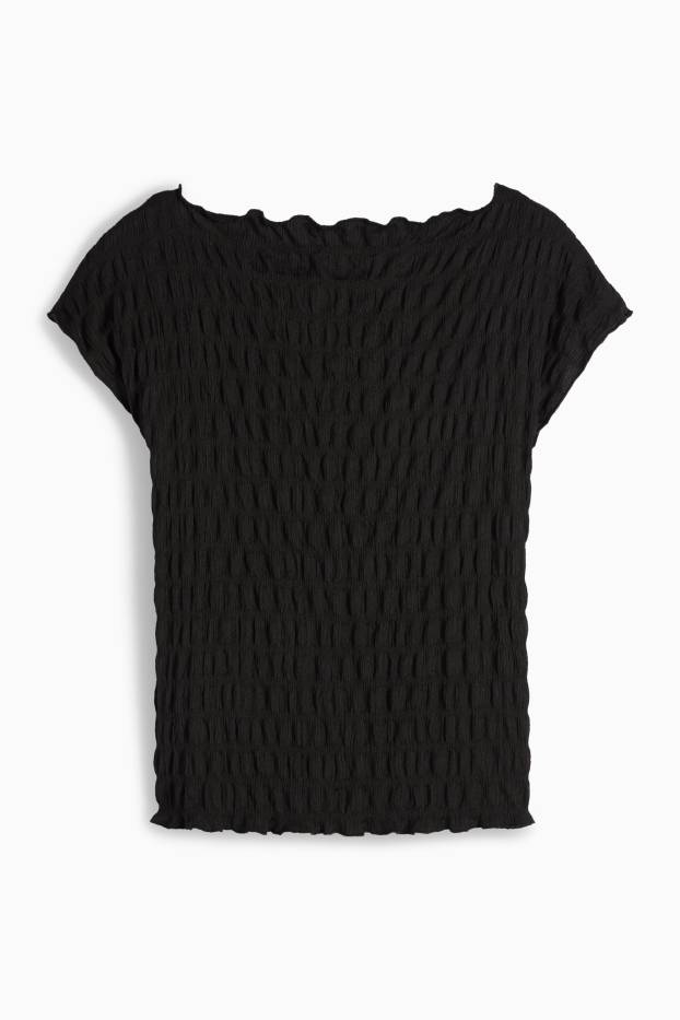 Dámské - Tričko - regular fit - strukturované - černá