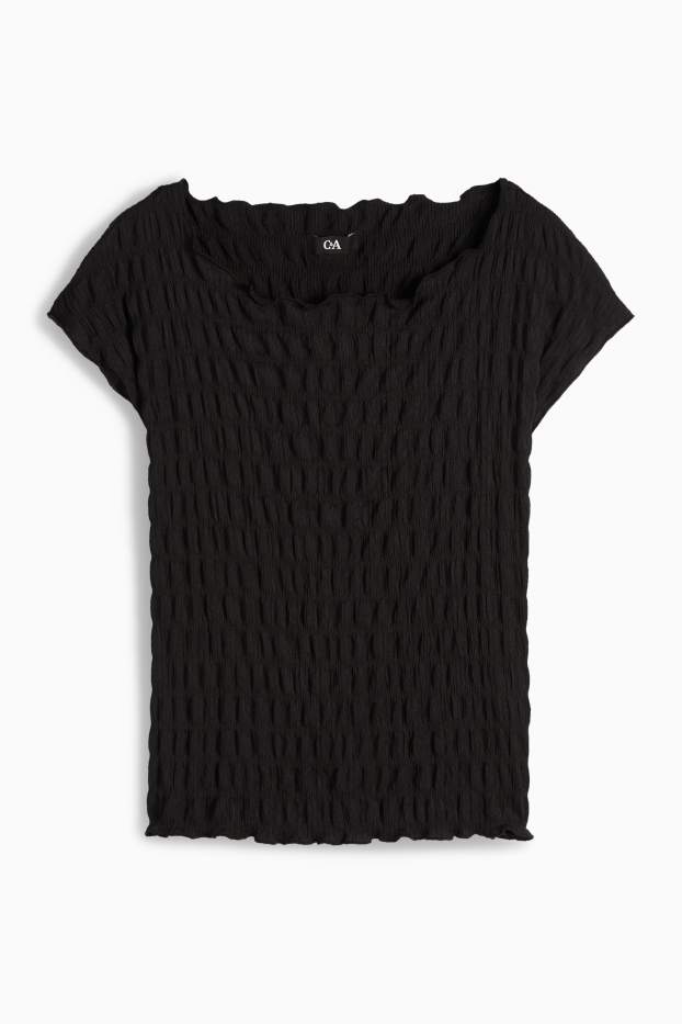 Dámské - Tričko - regular fit - strukturované - černá