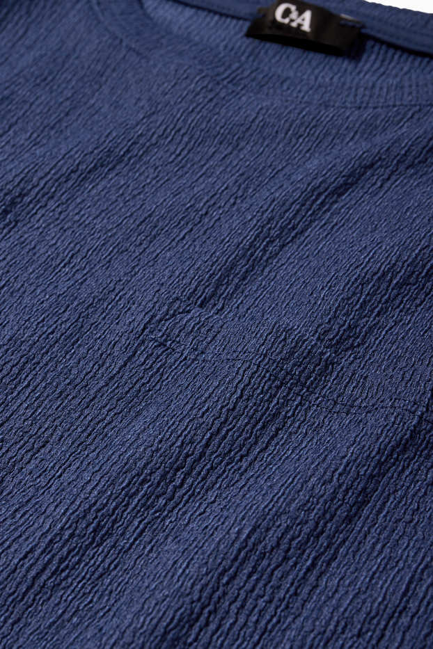 Donna - T-shirt basic - tessuto tramato - blu scuro