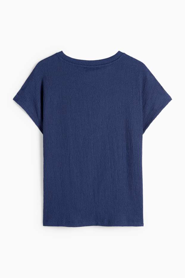 Donna - T-shirt basic - tessuto tramato - blu scuro