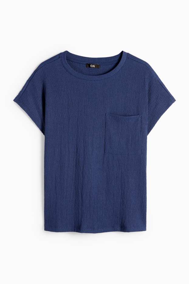 Donna - T-shirt basic - tessuto tramato - blu scuro