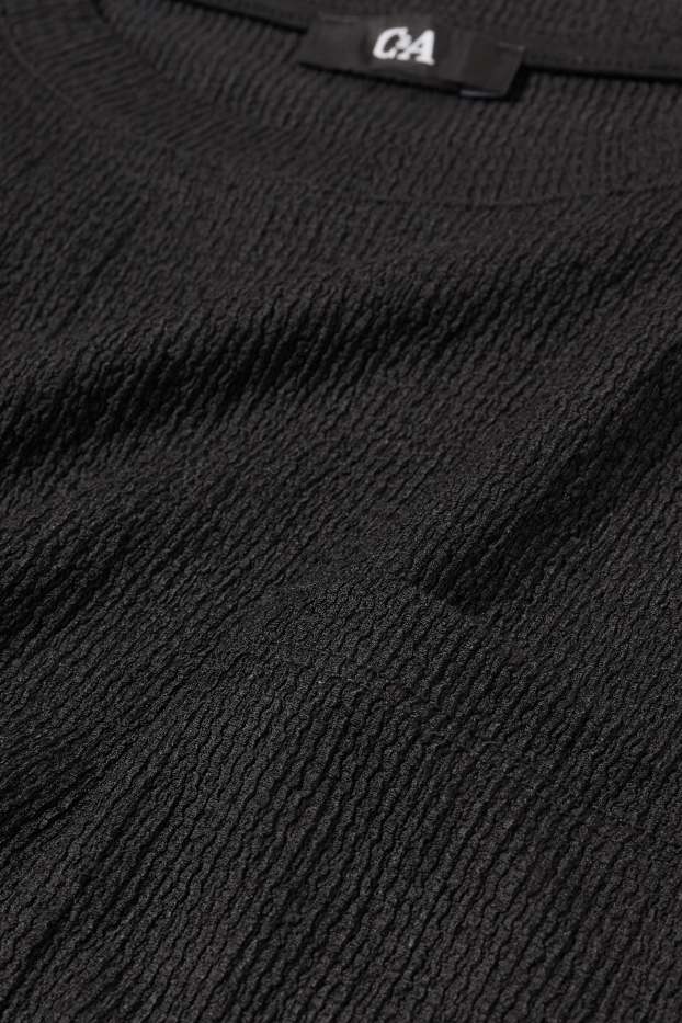 Femei - Tricou basic - structurat - negru