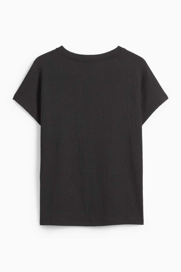 Femei - Tricou basic - structurat - negru