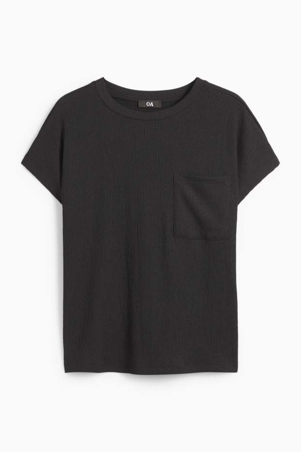 Femei - Tricou basic - structurat - negru
