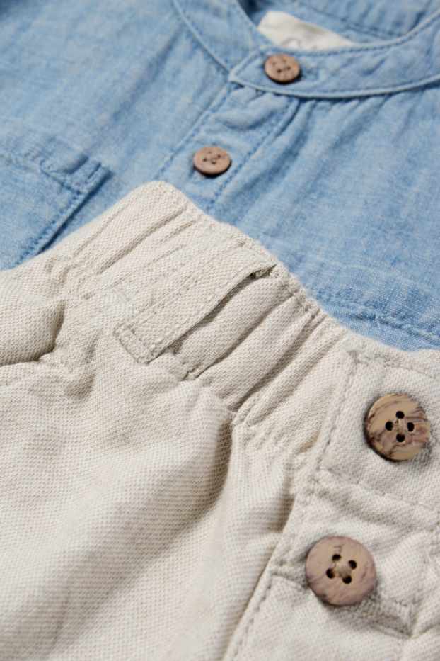 Miminka - chlapci - Outfit pro miminka - 2dílný - džíny - světle modré