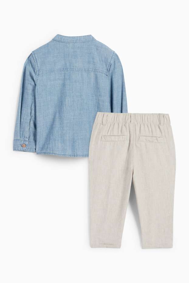 Miminka - chlapci - Outfit pro miminka - 2dílný - džíny - světle modré