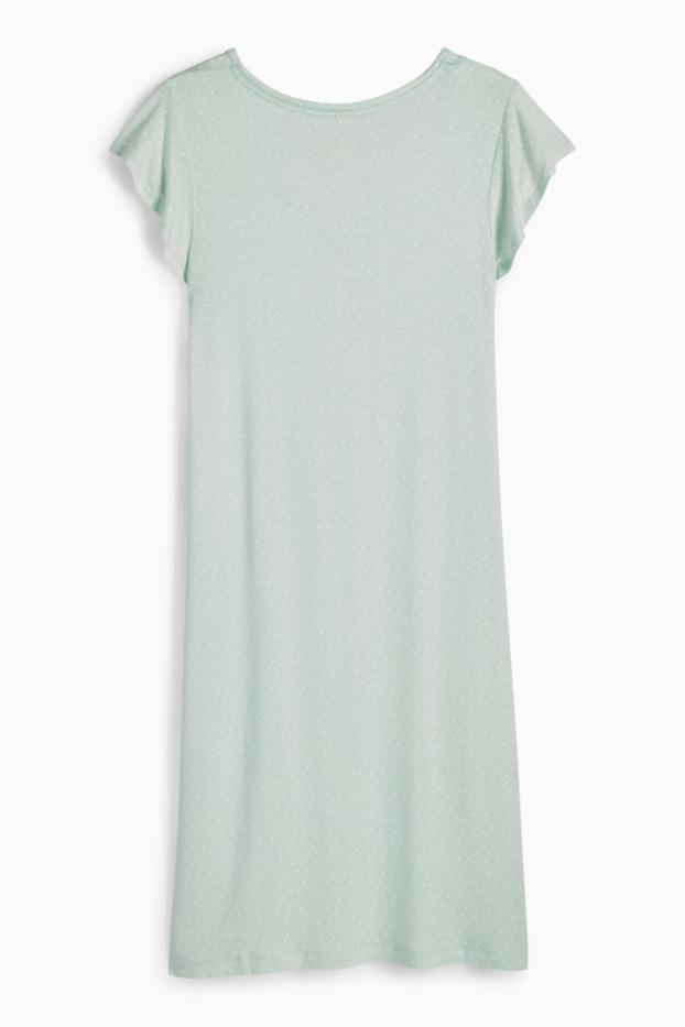 Femmes - Chemise de nuit en viscose - à pois - vert menthe