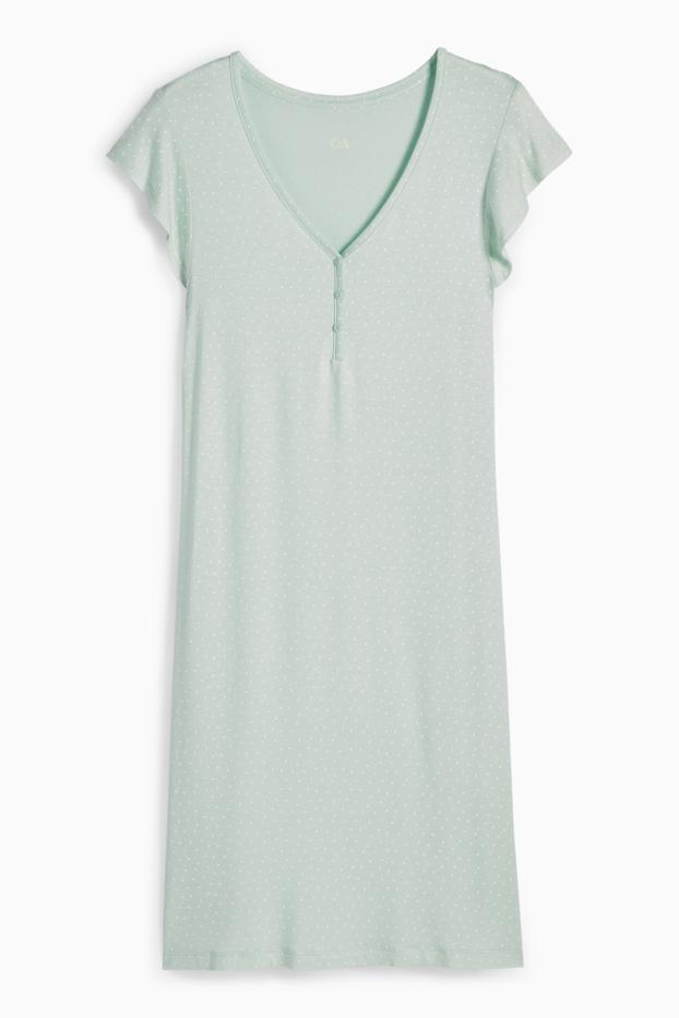 Femmes - Chemise de nuit en viscose - à pois - vert menthe