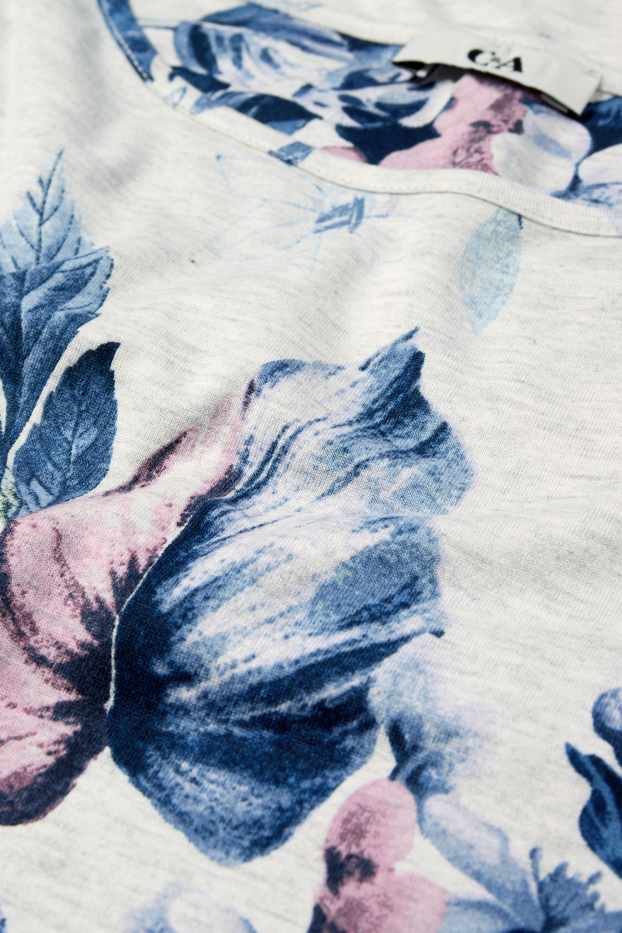 Femmes - Chemise de nuit en viscose - à fleurs - gris clair