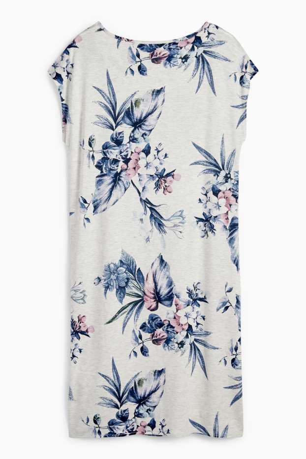 Femmes - Chemise de nuit en viscose - à fleurs - gris clair