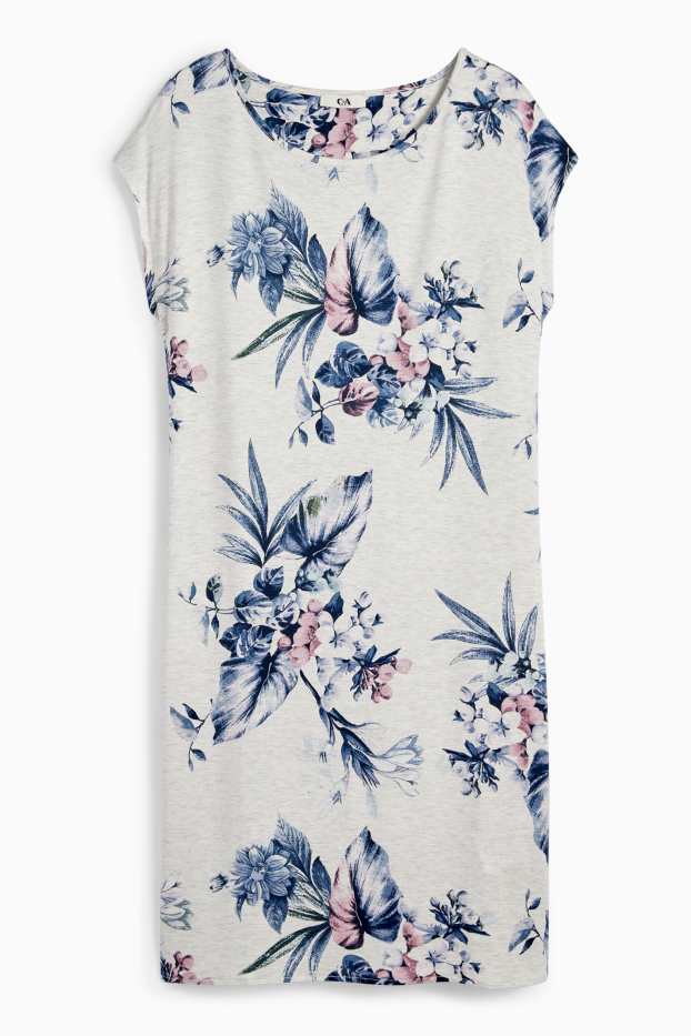 Femmes - Chemise de nuit en viscose - à fleurs - gris clair
