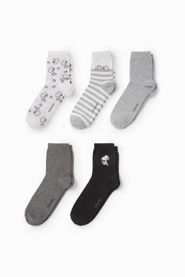 Women - Multipack of 5 - socks with motif - Snoopy - light gray