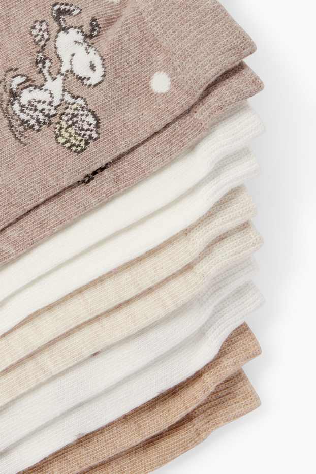 Femmes - Lot de 5 paires - chaussettes à motif - Snoopy - beige clair