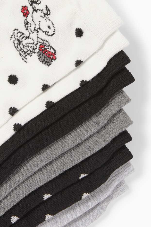 Dames - Set van 5 paar - sokken met motief - Snoopy - grijs