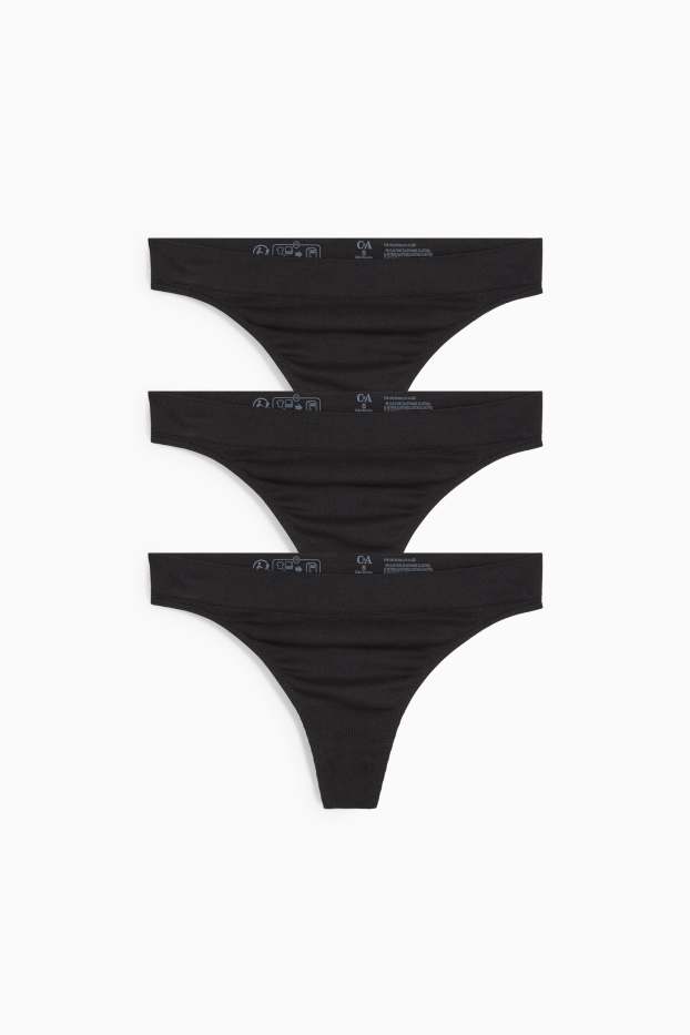 Donna - Confezione da 3 - perizoma - senza cuciture - nero