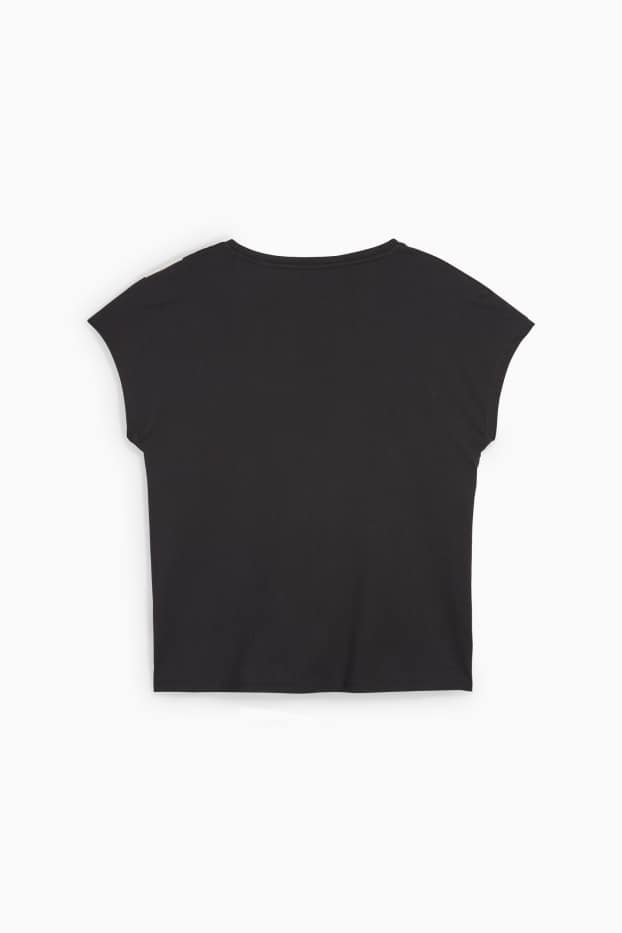 Femei - Tricou - cu flori - negru / nej