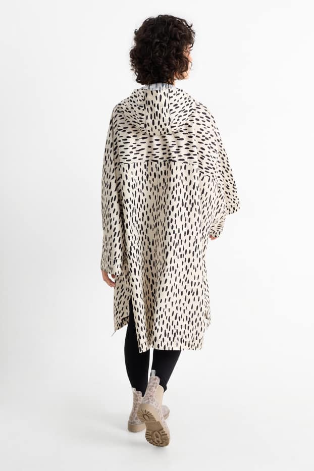 Damen - Cape mit Kapuze - faltbar - wasserabweisend - gemustert - hellbeige
