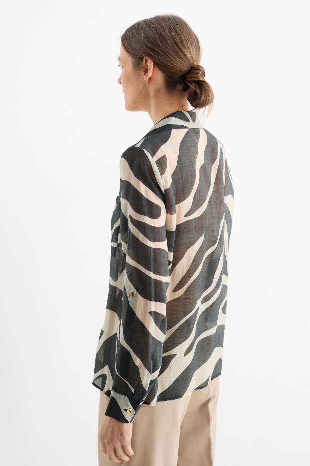 Women - Blouse - patterned - black / beige