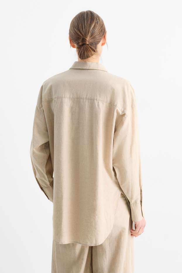 Femmes - Chemisier - lin mélangé - beige
