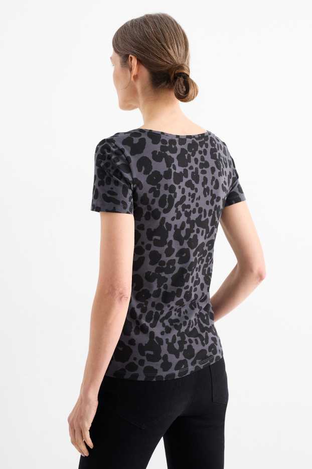 Donna - T-shirt - stampa leopardata - nero