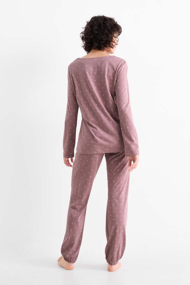 Dames - Pyjama - met patroon - donker rose