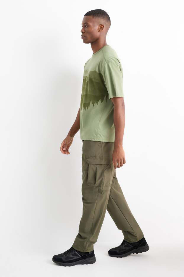 Hommes - Pantalon cargo de sport - relaxed fit - vert foncé