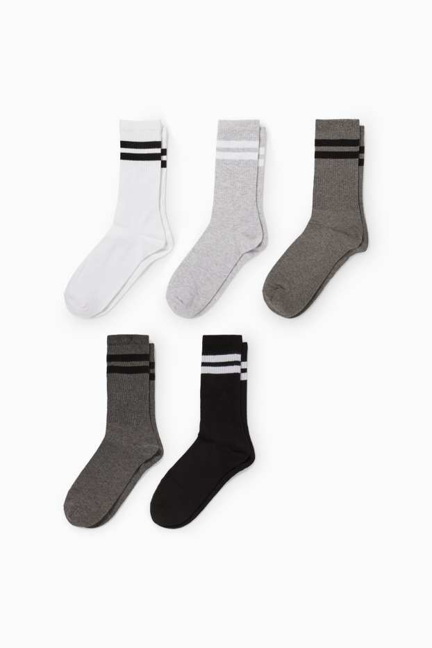 Heren - Set van 5 paar - tennissokken - grijs