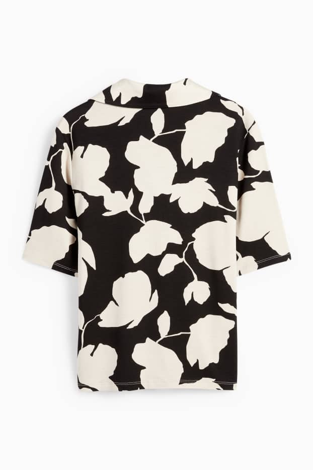 Women - Basic blouse - floral - black / beige