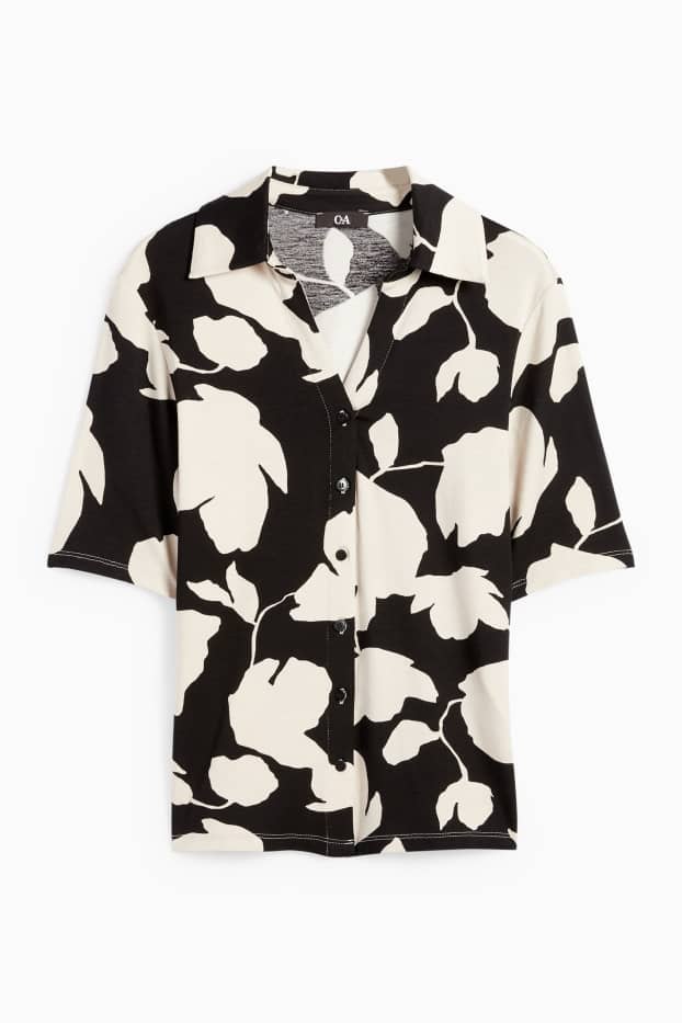 Women - Basic blouse - floral - black / beige