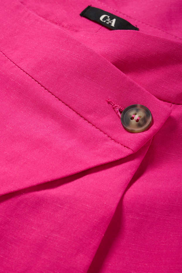 Femei - Pantaloni office cu conținut de in - talie înaltă - tapered fit - roz