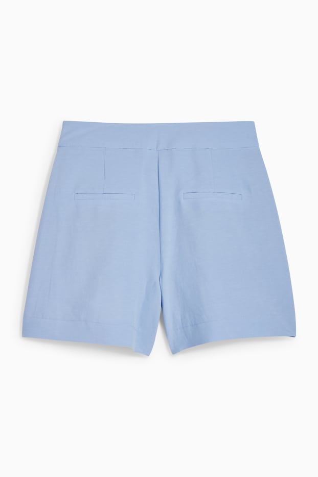 Femmes - Short avec teneur en lin - high waist - bleu clair